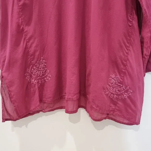 Tree of Life Ladies Blouse Tunic Top One Size Cotton Purple Embroidered - Picture 5 of 8